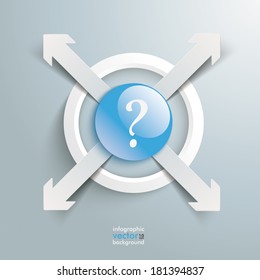White paper arrows with rings on the grey background. Eps 10 vector file.