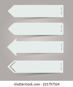 White paper arrows. Vector Illustration.