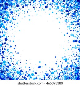 White paper background with blue drops. Vector illustration.