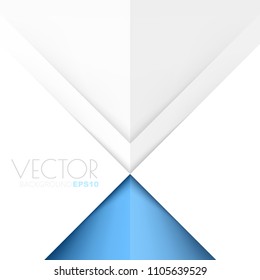 White paper background with blue triangle layer and space for text and background design