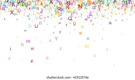 White paper background with color letters. Vector illustration.