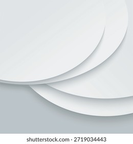 Fondo de papel blanco. Las líneas curvas cortadas de papel sobre un fondo gris, con superposición de sombras y volumen, crean un moderno patrón texturizado para el Diseño web.