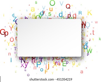 White paper background with letters. Vector illustration.