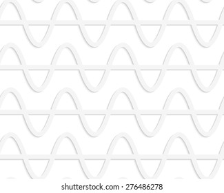 White paper background. Seamless patter with cut out paper effect. Realistic shadow creates 3D modern texture.Paper white horizontal waves with level line.