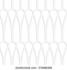 White paper background. Seamless patter with cut out paper effect. Realistic shadow creates 3D modern texture.Paper white clubs in row.