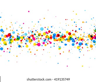 White paper background with strip of color drops. Vector illustration.