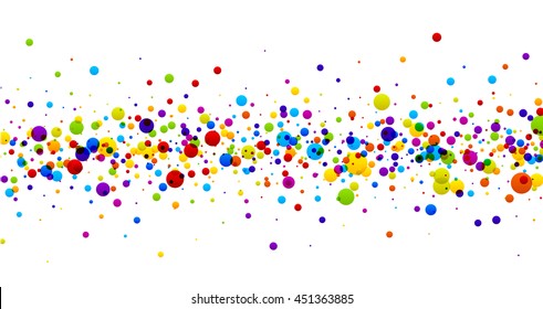 White paper background with strip of color drops. Vector illustration.
