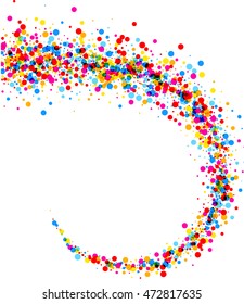 White paper background with swirl of color drops. Vector illustration.