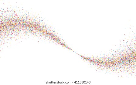 White paper background with wave of color drops. Vector illustration.