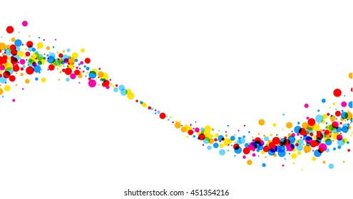 White paper background with wave of color drops. Vector illustration.