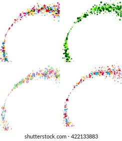 White paper backgrounds set with color arc. Vector illustration.