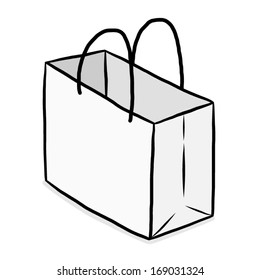 white paper bag / cartoon vector and illustration, isolated on white background.