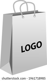 A white paper bag with handles from the store. Mockup