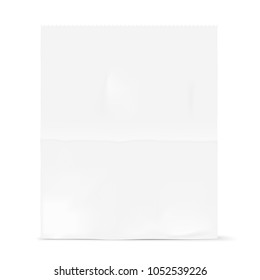 White paper bag isolated on background. Grocery bag vector mockup.