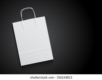 White paper bag mock up with handles for branding on black background