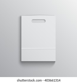 White paper bag mockup with handles on grey background