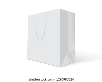 white paper bag on white background mock up