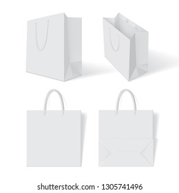 white paper bag on white background mock up