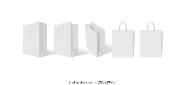 white paper bag on white background mock up