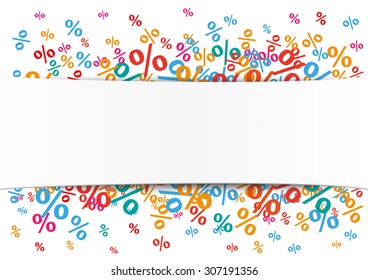 White paper banner with colored percents.  Eps 10 vector file.