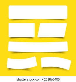 white paper banner round corner with drop shadows on yellow background vector illustration