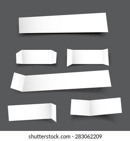 white paper banner round corner with drop shadows on grey background vector illustration