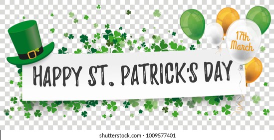 White paper banner for St Patricks Day on the checked background. Eps 10 vector file.