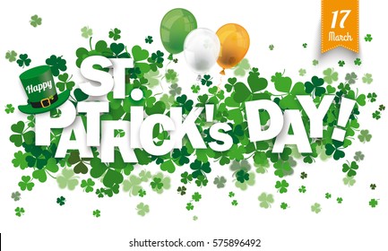 White Paper Banner For St Patricks Day. Eps 10 Vector File.