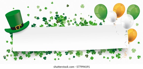 White paper banner for St Patricks Day. Eps 10 vector file.