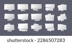 White paper banners. Folded abstract horizontal banner with ribbons, origami geometric symbols for design presentation, trendy blank signs. Vector set. Different labels or messages
