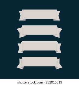 White  paper banners for your text on a dark background , origami banners, vector illustration