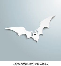White paper bat on the grey background. Eps 10 vector file.