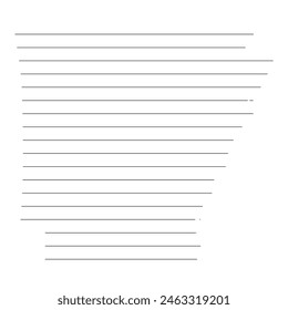 A white paper with a black line drawing of the state of Arkansas