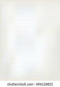 White Paper With Blue Stripes. Ruled Copybook, Notebook Sheet. Background For School.