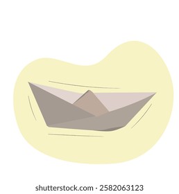  White Paper Boat Empty.Origami Folded Ship or Sail