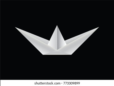 White paper boat floating  isolated on black background, Idea for graphic,web design,EPS10.