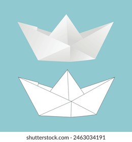 White paper boat. Fold paper boat.