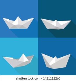 White paper boat, Folded paper boat vector