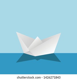 White paper boat, Folded paper boat vector