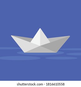 White Paper Boat Illustration Vector