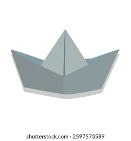 White Paper Boat. Vector illustration of Origami Folded Ship or Sail
