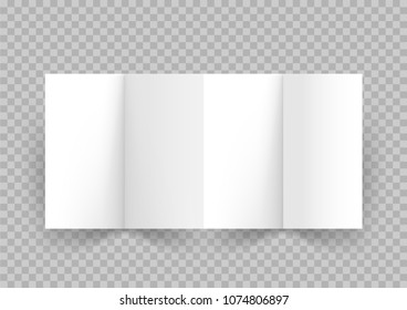White paper booklet leaflet or brochure of four paper sheets with shadow on transparent background. Corporate advertising design. Presentation cover empty template