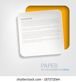 White paper box background on orange frame vector abstract on grey white background for text and message design