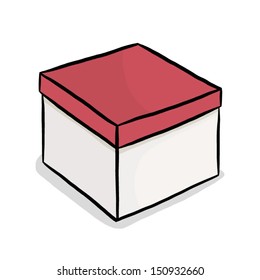 white paper box with red cover / cartoon vector and illustration, isolated on white background.