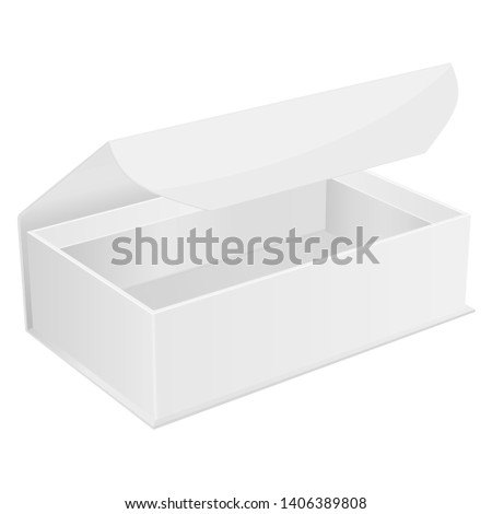 White paper box template. Open empty carton. Vector illustration isolated on white background