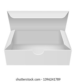 White paper box. Vector 3d illustration isolated on white background