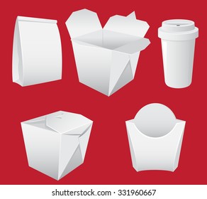White Paper Boxes and cup. Fast Food
