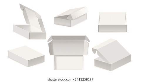 Cajas De Papel Blanco Conjunto De Cajas De Papel Combinado Presenta Diseños Versátiles Y Personalizables Para Presentaciones De Paquetes 3d Realistas