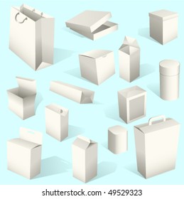 White Paper Boxes and packages Set Vector. Also available in raster.