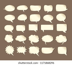 White paper bubbles for speech on an orange background. Abstract design. Vector illustration.